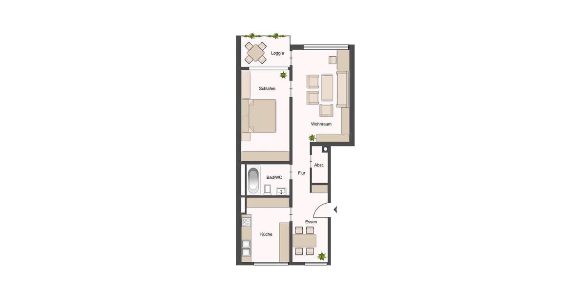 Etagenwohnung Ludwigsburg Eglosheim - 2 Zimmer, 64 m&sup2;, 219.000&euro; | Angebot:25802157