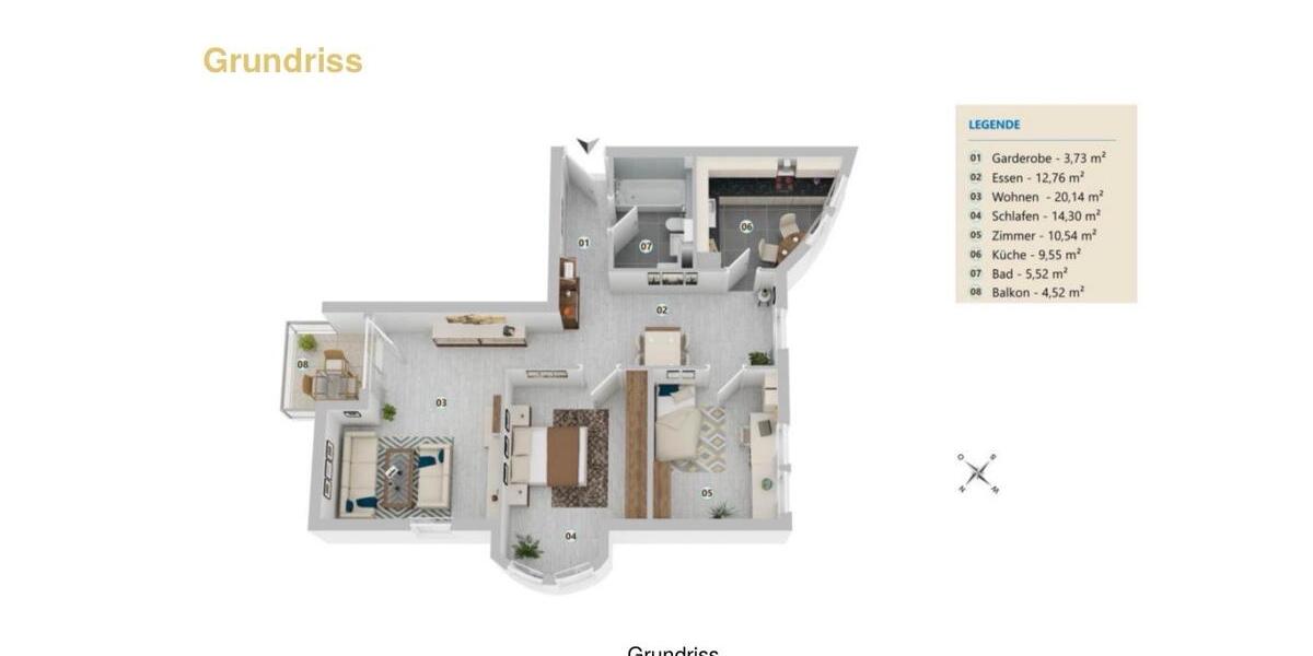 Etagenwohnung Oedheim - 3 Zimmer, 80 m&sup2;, 309.000&euro; | Angebot:26398841