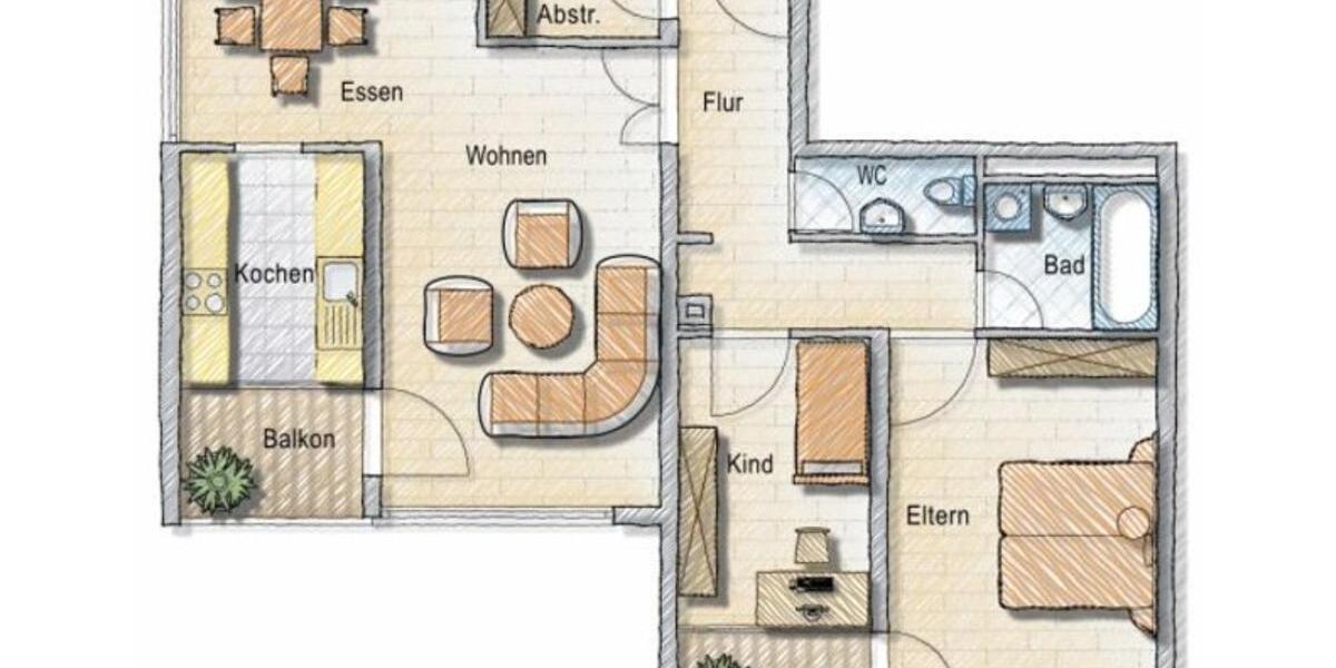 Geräumige 3 12-Zimmer-Wohnung mit PKW-Stellplatz 3.5 zimmer