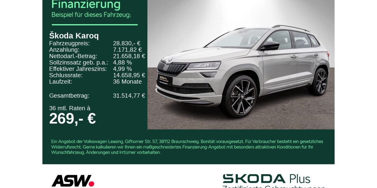 Skoda Karoq 62.600 km 28.830 € Heilbronn 74076