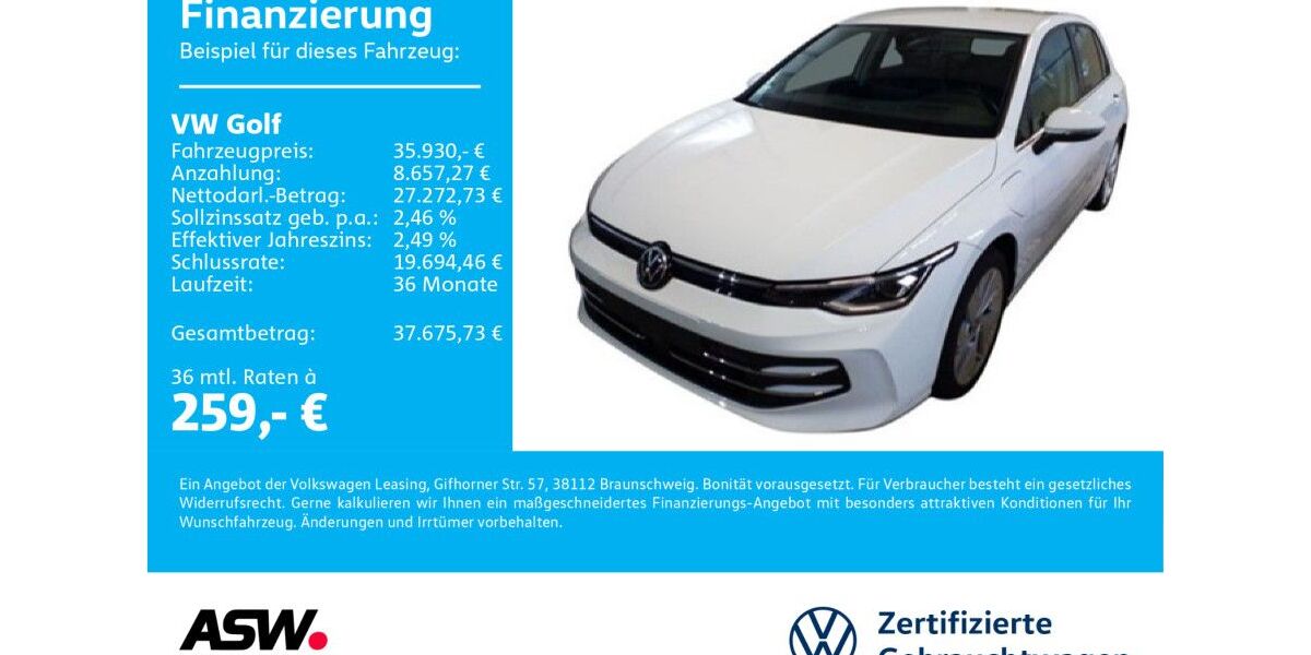 VW Golf 9.300 km 35.930 &euro; Sinsheim 74889