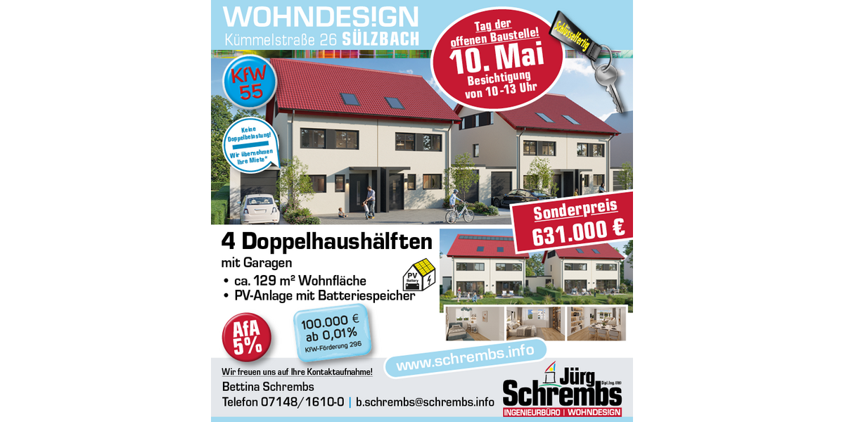 Einfamilienhaus Obersulm - 6.5 Zimmer, 130 m&sup2;, 631.000&euro; | Angebot:26307087