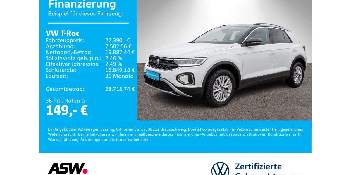 VW T-Roc 8.300 km 27.390 € Neckarsulm 74172