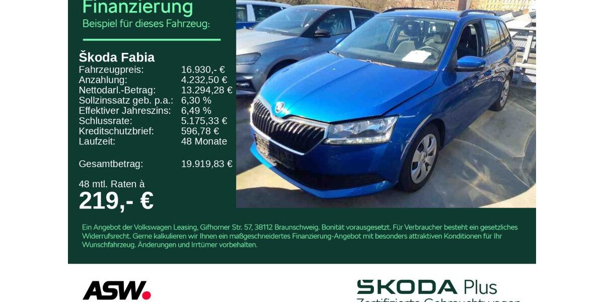 Skoda Fabia 16.200 km 16.260 &euro; Heilbronn 74076