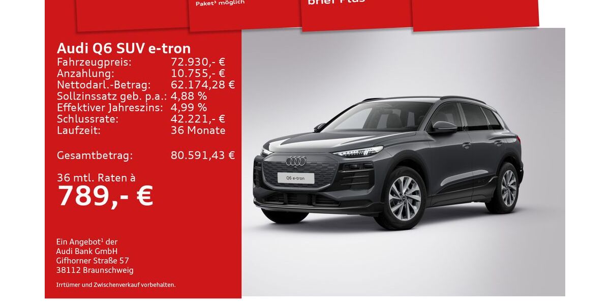 Audi Q6 e-tron 12.287 km 69.950 € Mosbach 74821