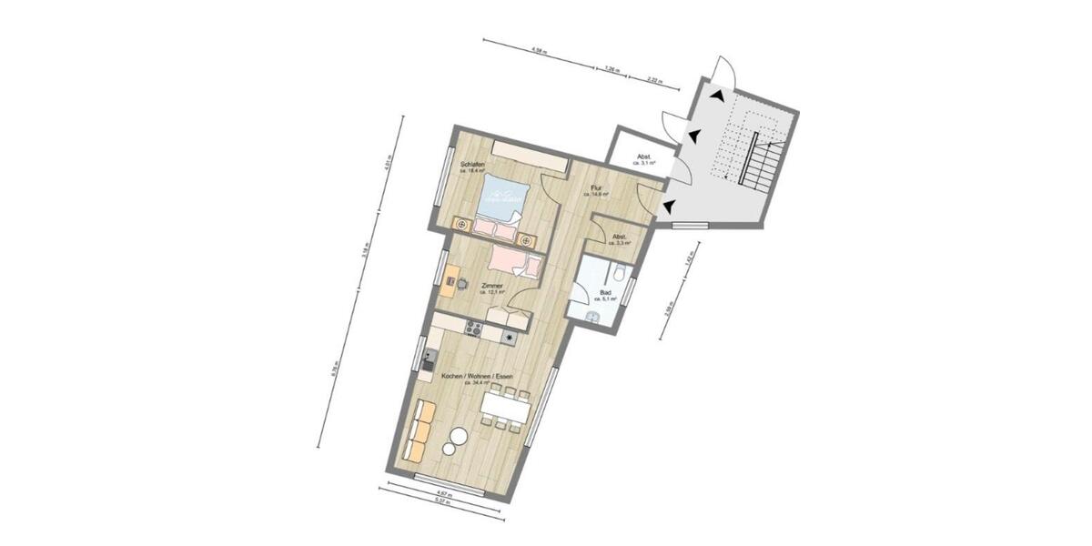 Etagenwohnung Eberstadt - 3.5 Zimmer, 86 m&sup2;, 1.300&euro; | Angebot:26563755