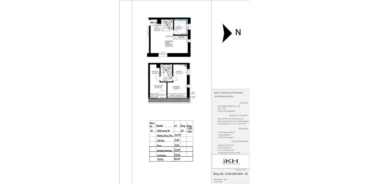 Maisonettenwohnung Heilbronn Kernstadt - 3 Zimmer, 56 m&sup2;, 283.350&euro; | Angebot:26851542
