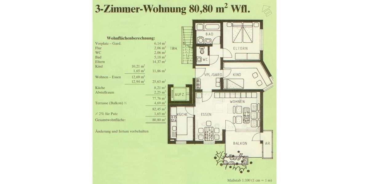 Etagenwohnung Tamm - 3 Zimmer, 81 m&sup2;, 298.000&euro; | Angebot:26924405