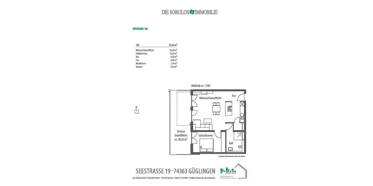 Etagenwohnung Güglingen - 2 Zimmer, 73 m&sup2;, 1.030&euro; | Angebot:26375906