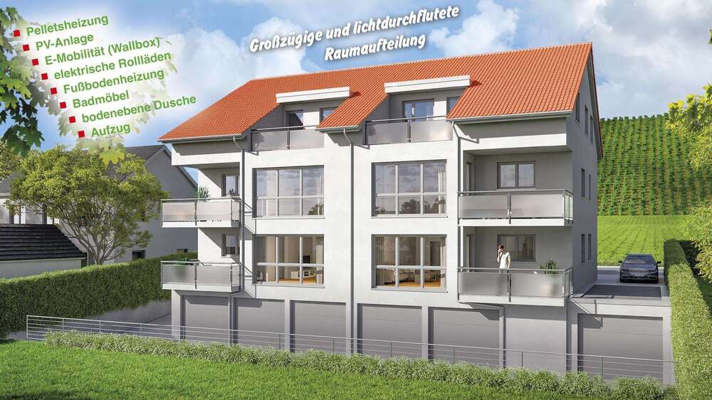 Etagenwohnung Mundelsheim - 3 Zimmer, 74 m&sup2;, 399.000&euro; | Angebot:26609017