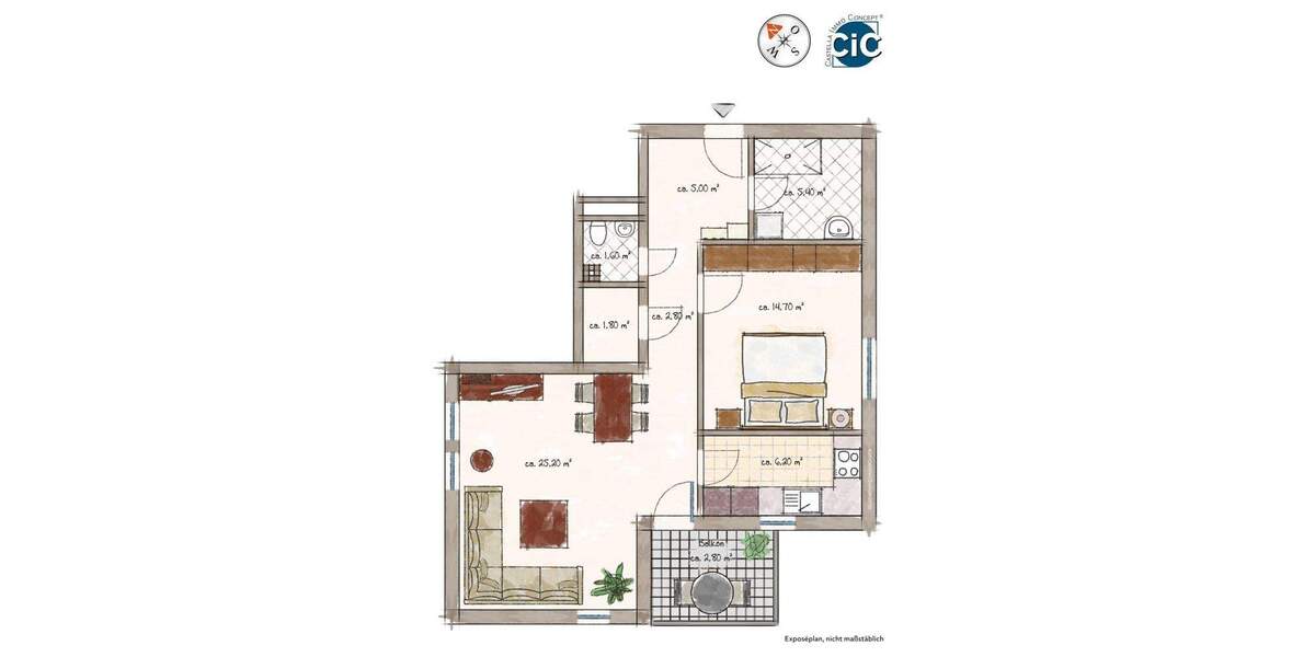 Etagenwohnung Obersulm Willsbach - 2 Zimmer, 66 m&sup2;, 720&euro; | Angebot:24425781