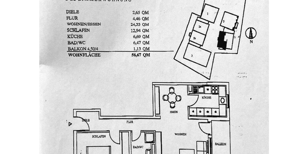 Etagenwohnung Sinsheim - 2.5 Zimmer, 59 m&sup2;, 218.000&euro; | Angebot:26585496