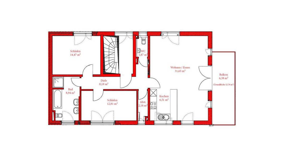 Etagenwohnung Lauffen am Neckar - 3 Zimmer, 93 m&sup2;, 1.300&euro; | Angebot:26803704