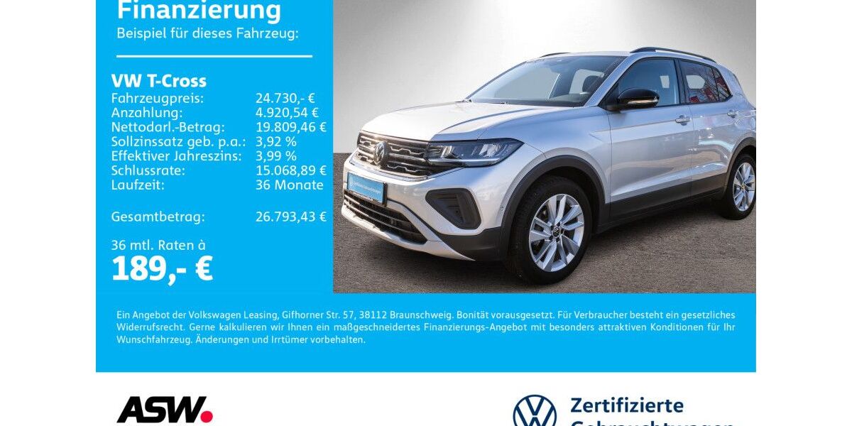 VW T-Cross 18.200 km 24.730 &euro; Neckarsulm 74172