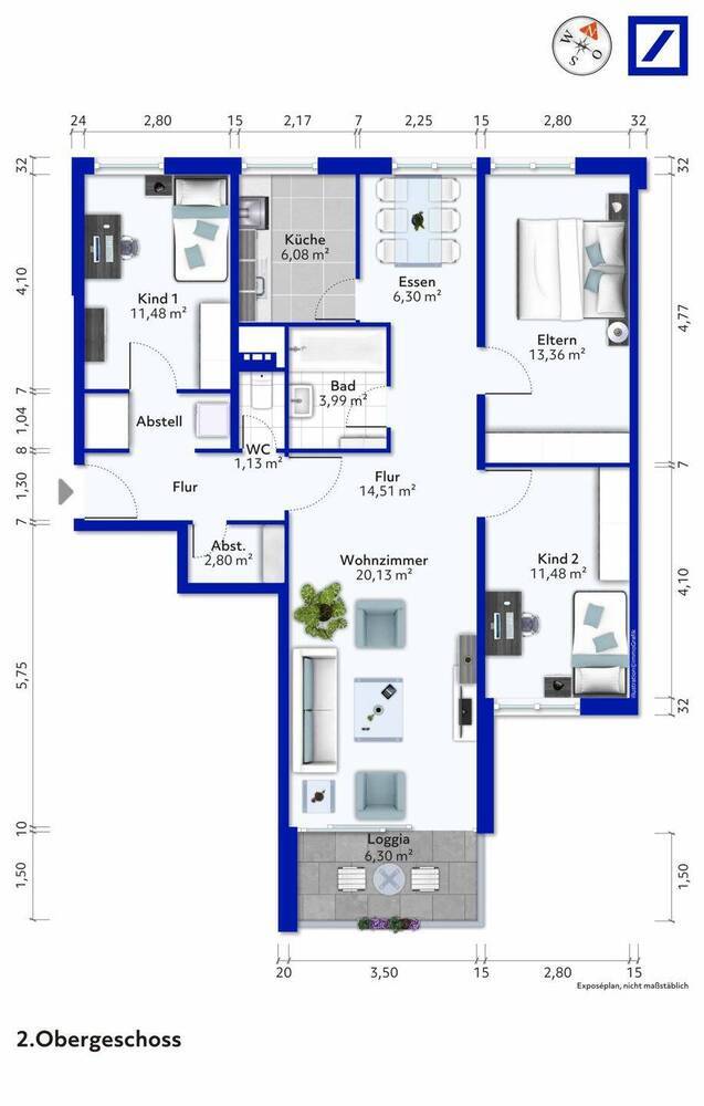 Helle 4,5 Zimmer-Wohnung mit Balkon, Aufzug und Tiefgaragenstellplatz in ruhiger Lage von Ludwigsburg