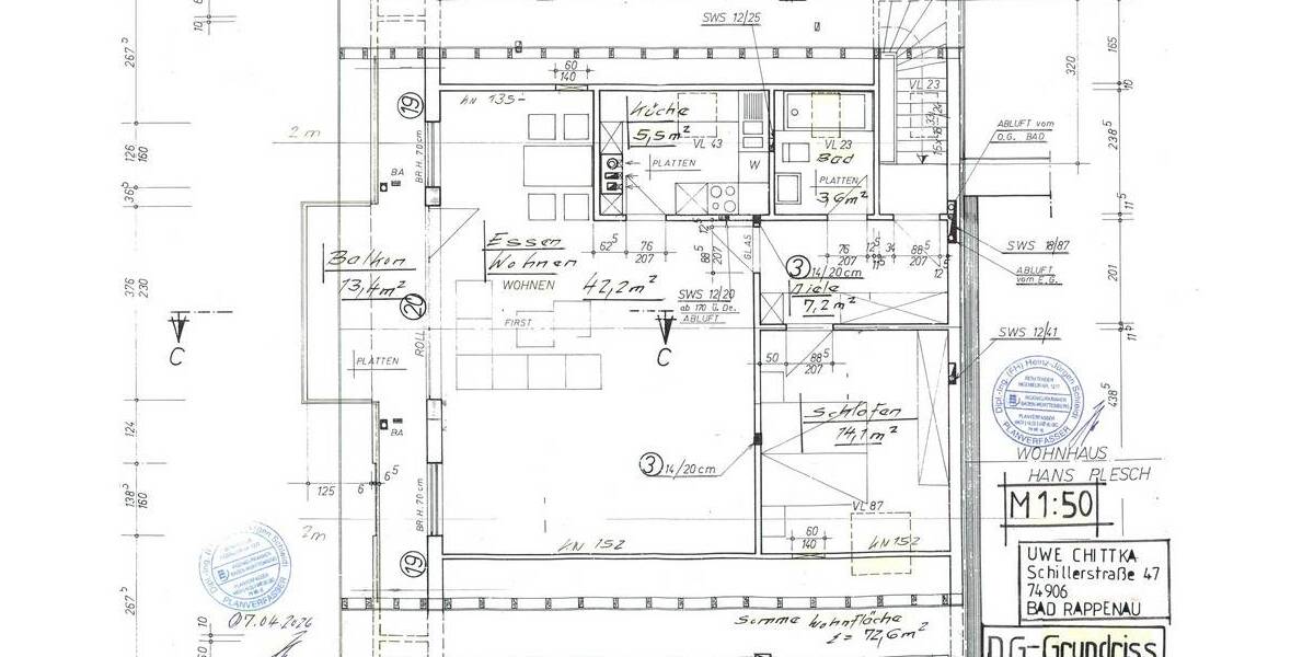 Etagenwohnung Bad Rappenau Zimmerhof - 2 Zimmer, 73 m&sup2;, 595&euro; | Angebot:26345490