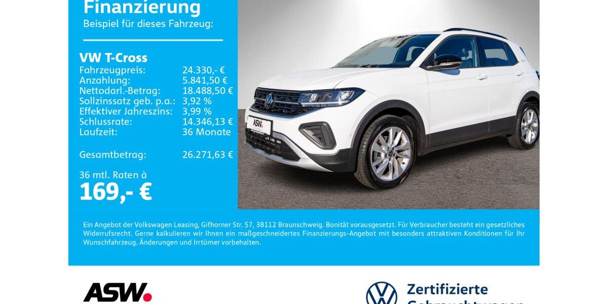 VW T-Cross 1.990 km 24.330 € Sinsheim 74889