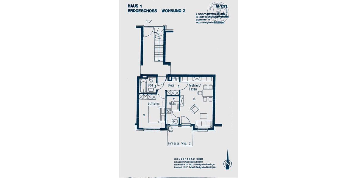 Erdgeschoßwohnung Bietigheim-Bissingen Bissingen - 2 Zimmer, 52 m&sup2;, 235.000&euro; | Angebot:26305464