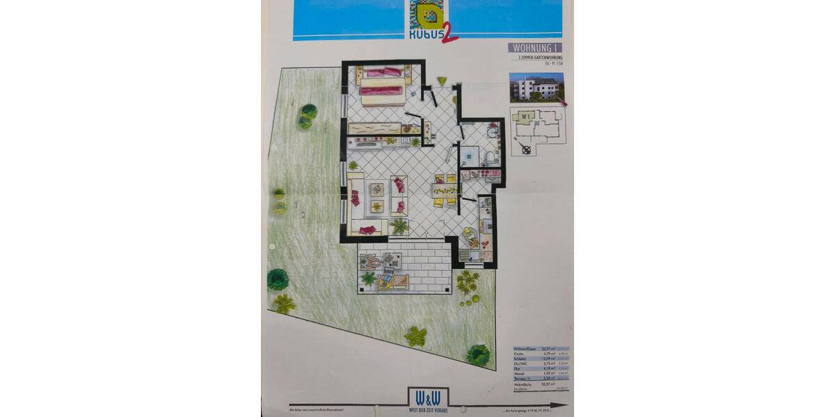 Erdgeschoßwohnung Öhringen - 2 Zimmer, 56 m&sup2;, 265.000&euro; | Angebot:26443942
