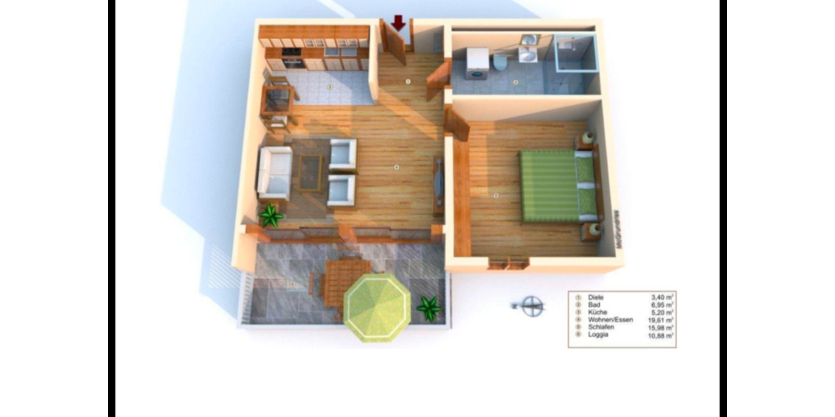 Etagenwohnung Ludwigsburg Eglosheim - 2 Zimmer, 56 m&sup2;, 1.050&euro; | Angebot:25151249