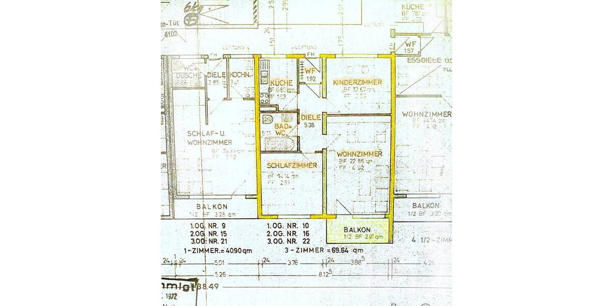 Etagenwohnung Heilbronn Horkheim - 3 Zimmer, 70 m&sup2;, 225.000&euro; | Angebot:26204365