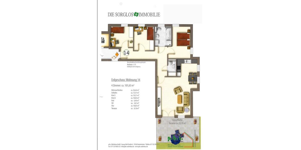 Moderne 4-Zi. Wohnung mit Terrasse & Garten - sofort bezugsfrei 4 zimmer