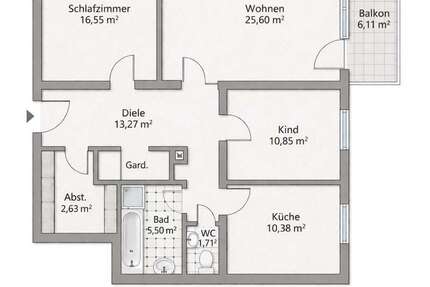 Wohnung Backnang - 3 Zimmer, 93 m&sup2;, 1.300&euro; | Angebot:26422826