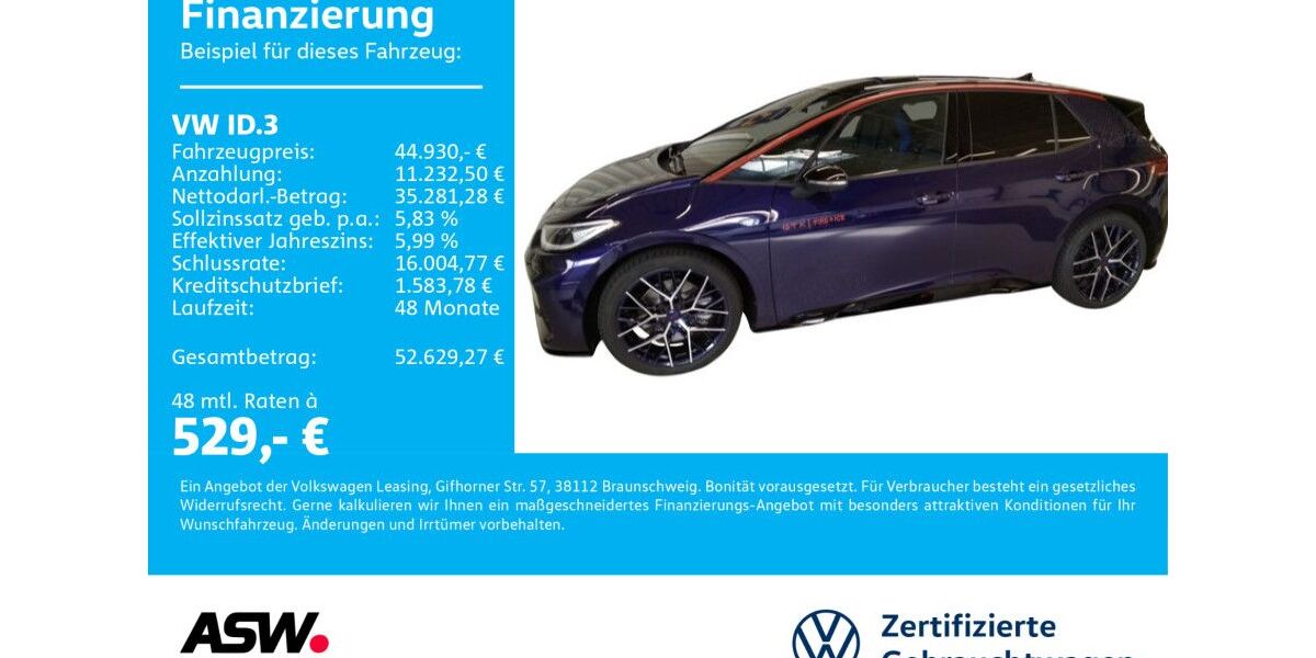 VW ID.3 3.400 km 44.930 &euro; Neckarsulm 74172