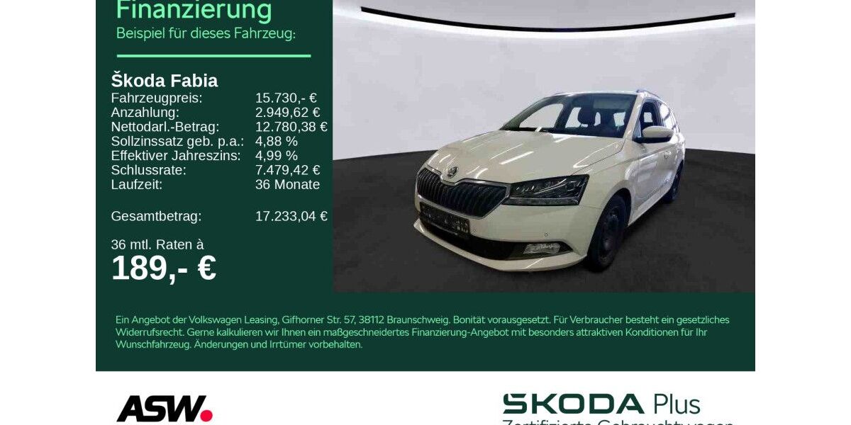 Skoda Fabia 77.700 km 14.830 &euro; Bad Rappenau 74906