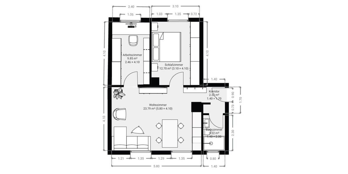Etagenwohnung Heilbronn Kernstadt - 3 Zimmer, 52 m&sup2;, 298.000&euro; | Angebot:26866378