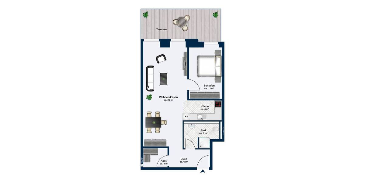 Moderne 2-Zimmer-Wohnung mit überdachter Terrasse - nur wenige Meter vom Bildungscampus Heilbronn 2 zimmer