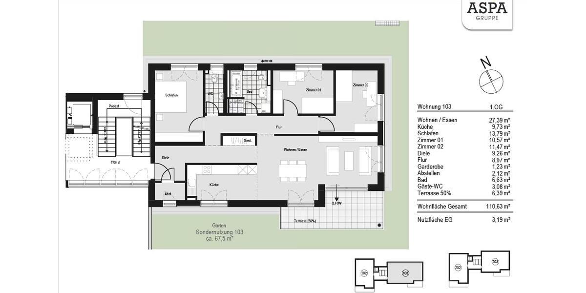 Erdgeschoßwohnung Oppenweiler - 4 Zimmer, 110 m&sup2;, 1.730&euro; | Angebot:26421382