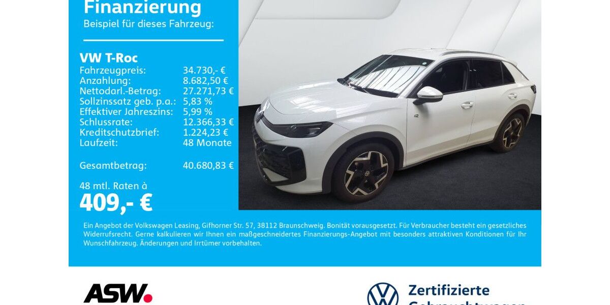 VW T-Roc 25.700 km 34.730 &euro; Neckarsulm 74172