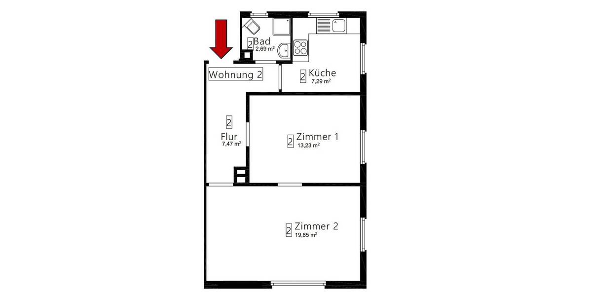 Etagenwohnung Heilbronn - 2 Zimmer, 50 m&sup2;, 850&euro; | Angebot:26685863