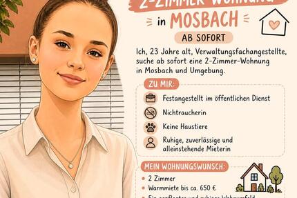 Wohnung Mosbach - 2 Zimmer, 50 m&sup2;, 650&euro; | Angebot:26429144