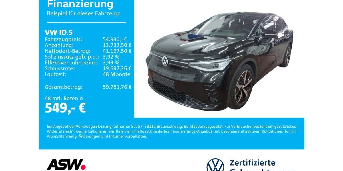 VW ID.5 14.900 km 54.930 € Neckarsulm 74172