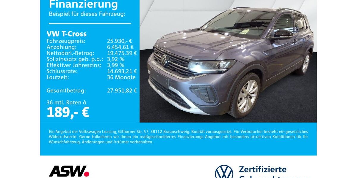 VW T-Cross 23.000 km 25.930 € Neckarsulm 74172