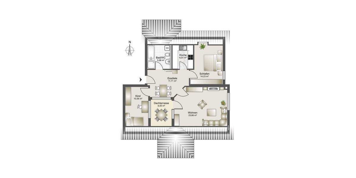 Etagenwohnung Heilbronn Kernstadt - 3 Zimmer, 65 m&sup2;, 279.000&euro; | Angebot:25697685