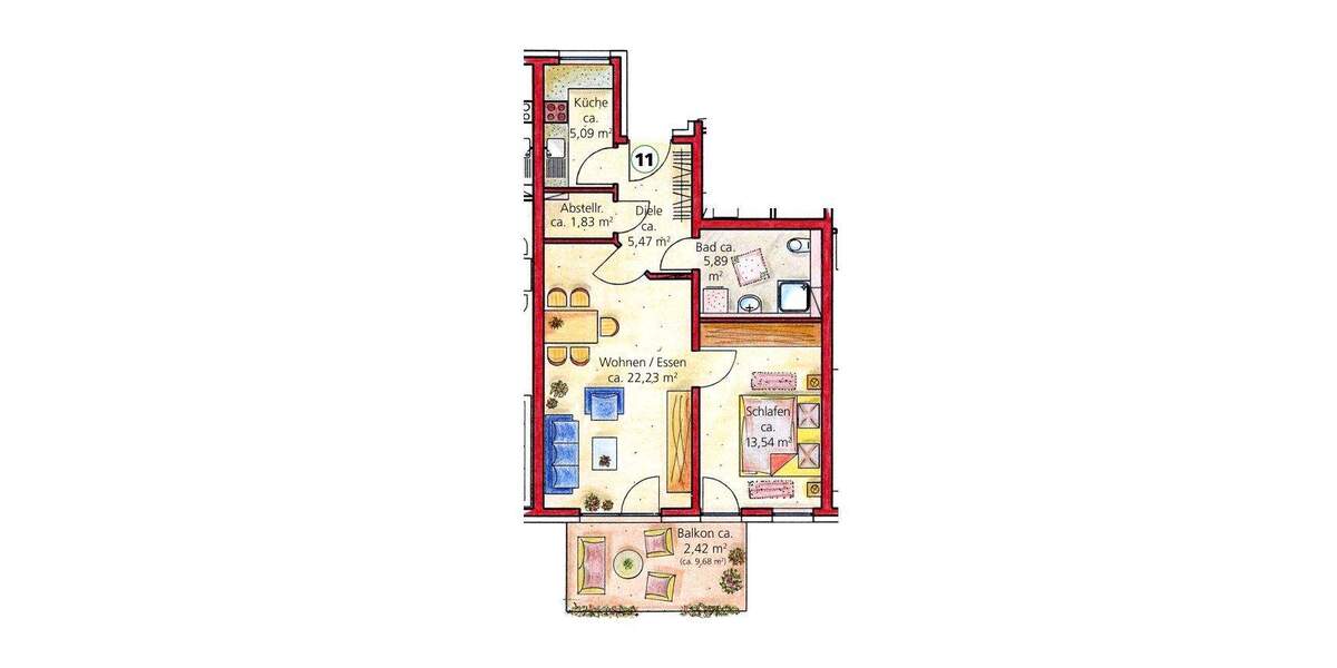 Etagenwohnung Bönnigheim - 2 Zimmer, 56 m&sup2;, 730&euro; | Angebot:25065148