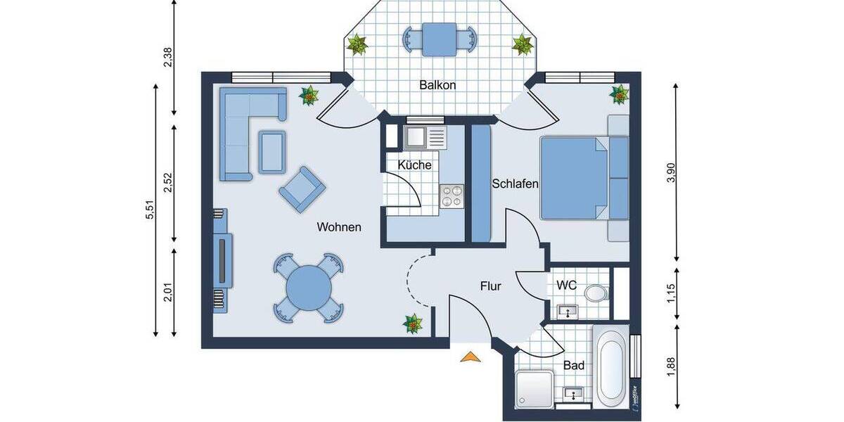 Einziehen & wohlfühlen: Freundliche Zweizimmerwohnung mit Süd-Ost-Balkon 2 zimmer
