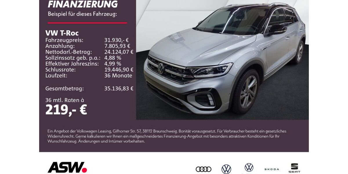 VW T-Roc 8.900 km 31.930 € Weinsberg 74189