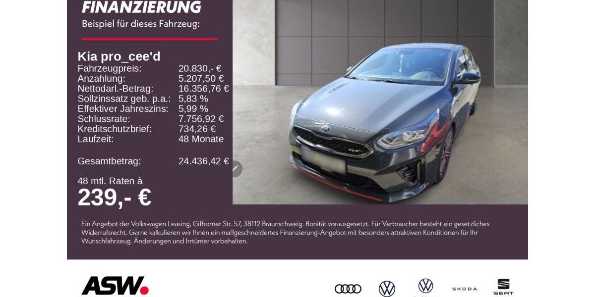 Kia pro ceed / ProCeed 99.200 km 20.830 &euro; Weinsberg 74189