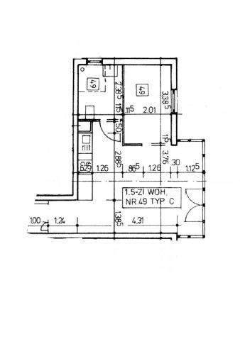 Etagenwohnung Backnang Obere Vorstadt - 1 Zimmer, 34 m&sup2;, 125.000&euro; | Angebot:25671908