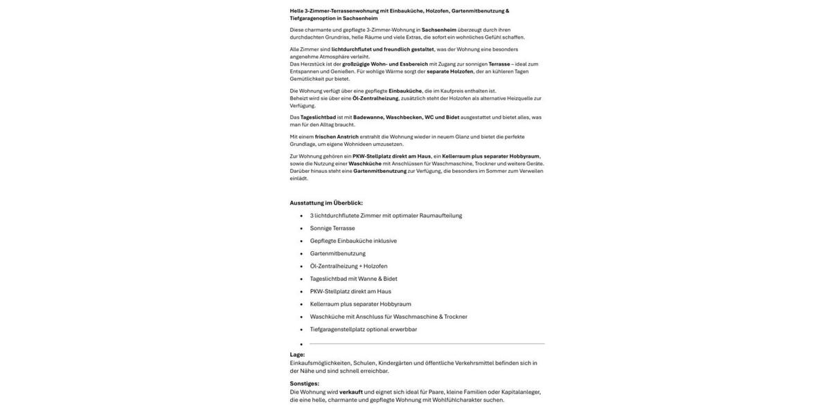 Erdgeschoßwohnung Bietigheim-Bissingen Bissingen - 3 Zimmer, 66 m&sup2;, 175.000&euro; | Angebot:24397571