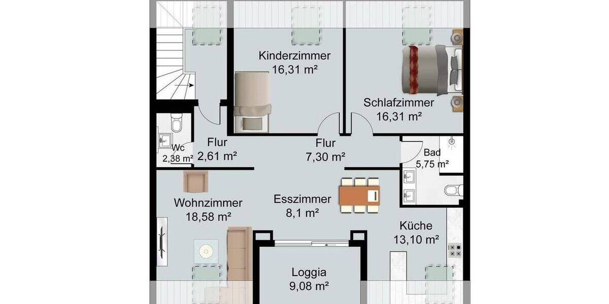 Etagenwohnung Heilbronn Sontheim - 3 Zimmer, 95 m&sup2;, 1.420&euro; | Angebot:26825455