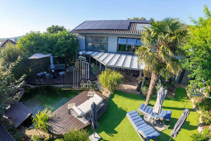 ATIK: Freistehendes Einfamilienhaus mit Schwimmteich und Gartenidylle - Ruhige Feldrandlage - Haus Waibstadt | Angebot:26267357
