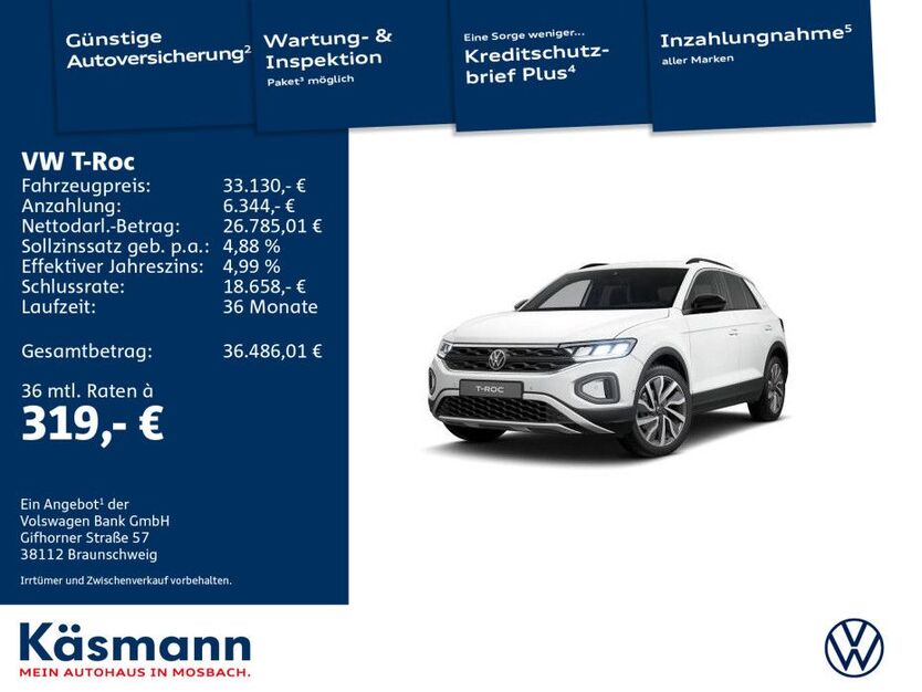 VW T-Roc 9.900 km 33.130 € Mosbach 74821