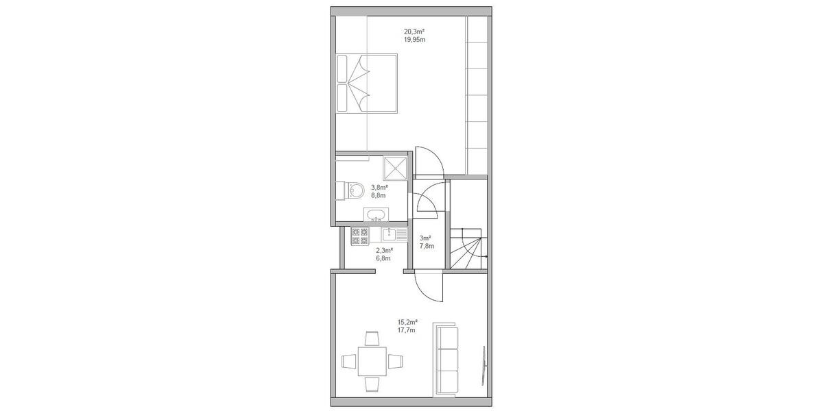 Dachgeschoßwohnung Bad Rappenau - 2 Zimmer, 45 m&sup2;, 550&euro; | Angebot:26384419