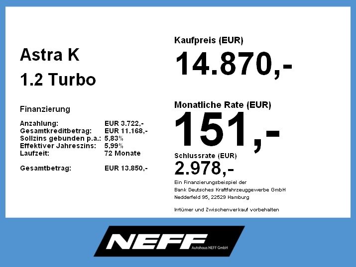 Opel Astra 23.018 km 14.870 € Heilbronn 74074