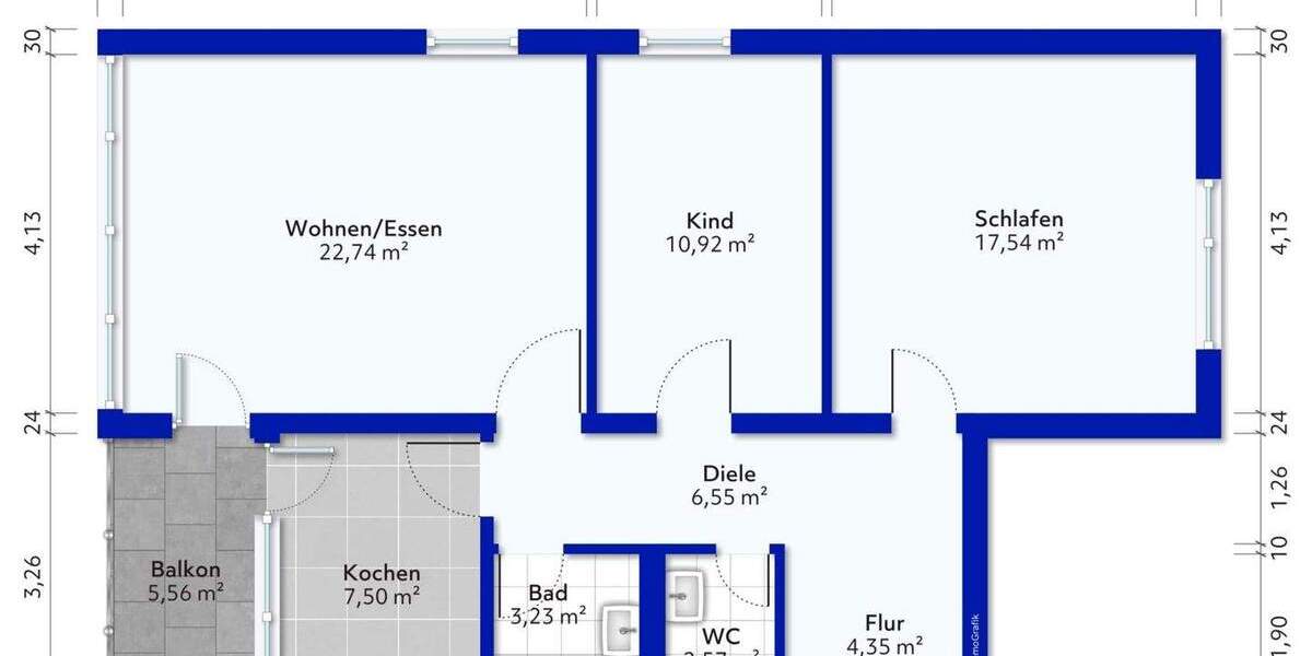 3-Zimmer-Wohnung mit Balkon und Tiefgaragenstellplatz in Möglingen 3 zimmer